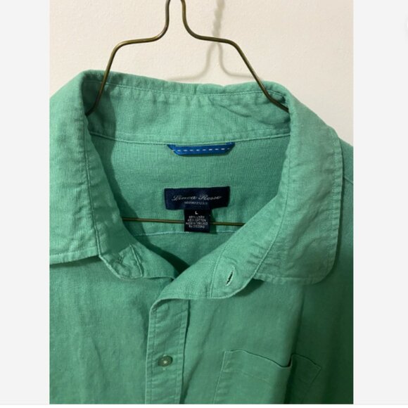 Linea Rosso Signature Button Shirt Mens Large Green Linen Cotton Blend - Picture 3 of 6